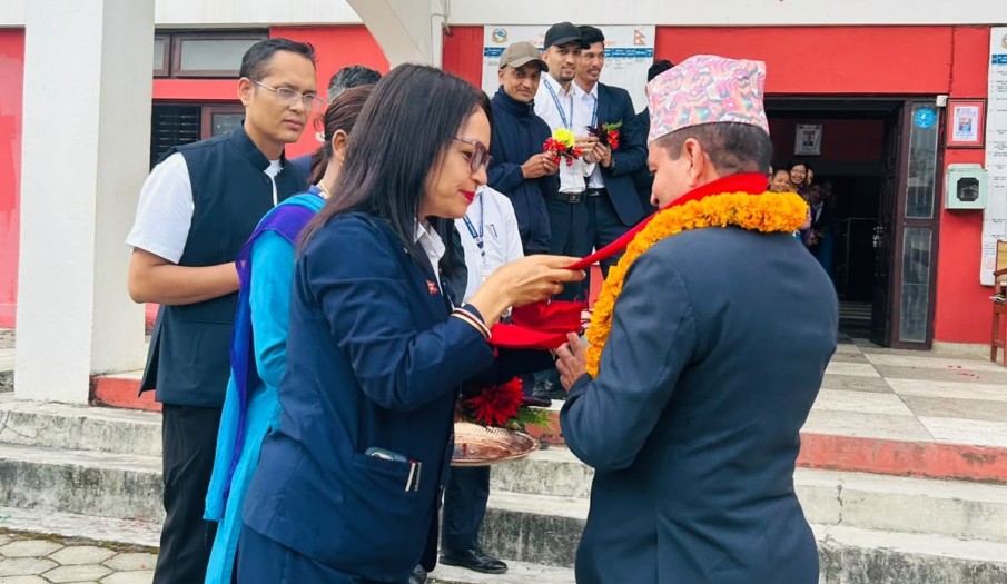 प्र.जि.अ. मोतीराम सापकोटाको स्वागत